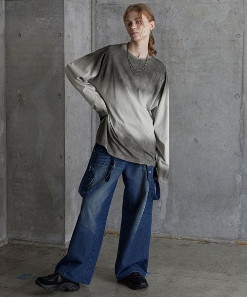SERACE（セラス）の「【SERACE】Vintage design loose gradation long tee / ヴィンテージデザインルーズグラデーションロンT（Tシャツ/カットソー・メンズ・ライトグレー/ネイビー系/ブラック/ブラウン・S/L/M）」の19枚目の写真
