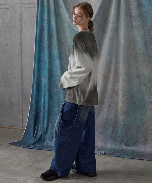 SERACE（セラス）の「【SERACE】Vintage design loose gradation long tee / ヴィンテージデザインルーズグラデーションロンT（Tシャツ/カットソー・メンズ・ライトグレー/ネイビー系/ブラック/ブラウン・S/L/M）」の21枚目の写真