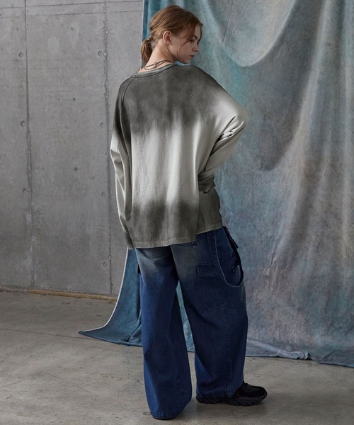 SERACE（セラス）の「【SERACE】Vintage design loose gradation long tee / ヴィンテージデザインルーズグラデーションロンT（Tシャツ/カットソー・メンズ・ライトグレー/ネイビー系/ブラック/ブラウン・S/L/M）」の22枚目の写真