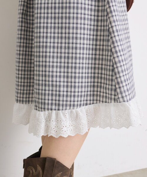 w closet（ダブルクローゼット）の「【25AW】チェックフリルミディスカート（スカート・レディース・オフホワイト/ネイビー・FREE）」の14枚目の写真