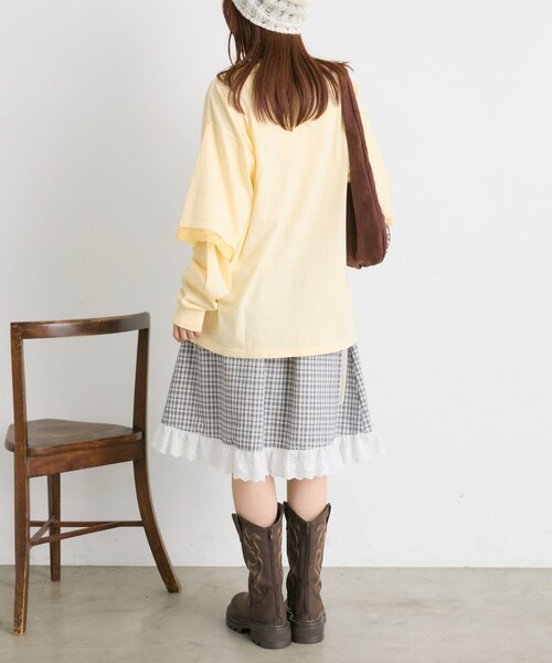 w closet（ダブルクローゼット）の「【25AW】チェックフリルミディスカート（スカート・レディース・オフホワイト/ネイビー・FREE）」の21枚目の写真