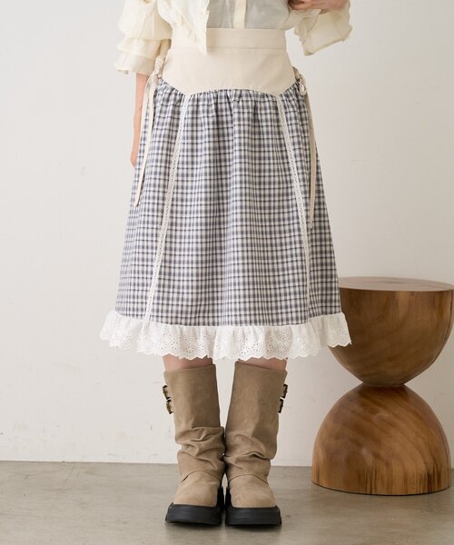 w closet（ダブルクローゼット）の「【25AW】チェックフリルミディスカート（スカート・レディース・オフホワイト/ネイビー・FREE）」の22枚目の写真
