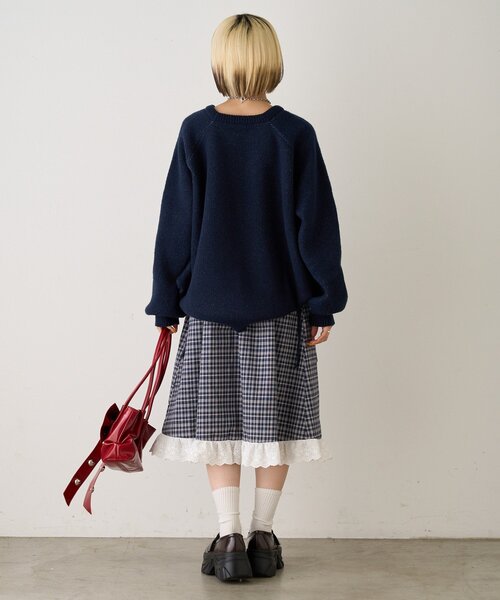 w closet（ダブルクローゼット）の「【25AW】チェックフリルミディスカート（スカート・レディース・オフホワイト/ネイビー・FREE）」の6枚目の写真