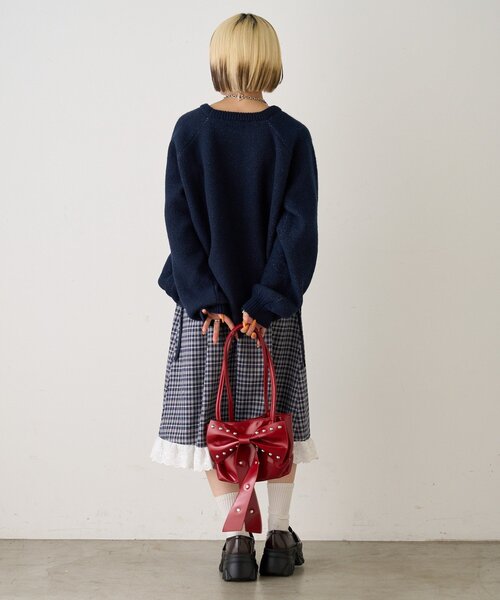 w closet（ダブルクローゼット）の「【25AW】チェックフリルミディスカート（スカート・レディース・オフホワイト/ネイビー・FREE）」の7枚目の写真