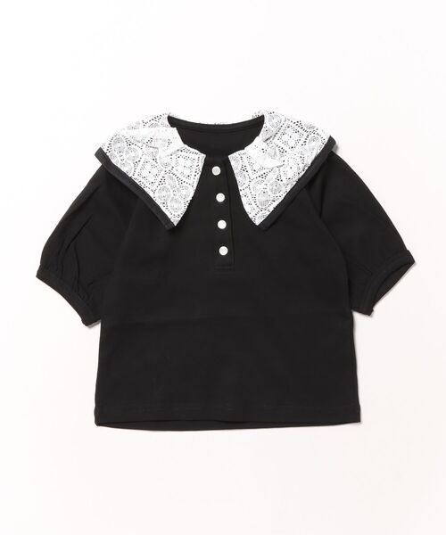 maarook（マルーク）の「スムースクラシカルレース衿７分袖Ｔシャツ（Tシャツ/カットソー・キッズ・ブラック・90cm/100cm/120cm/130cm/110cm）」の8枚目の写真