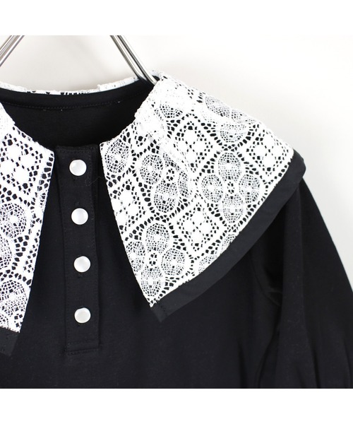 maarook（マルーク）の「スムースクラシカルレース衿７分袖Ｔシャツ（Tシャツ/カットソー・キッズ・ブラック・90cm/100cm/120cm/130cm/110cm）」の4枚目の写真