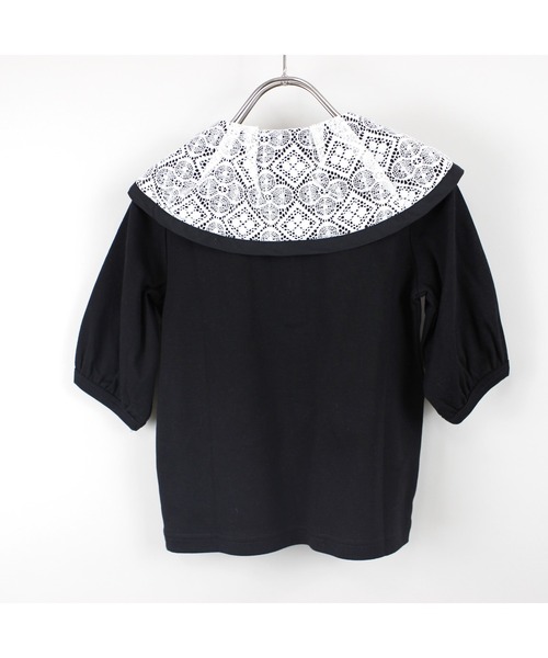 maarook（マルーク）の「スムースクラシカルレース衿７分袖Ｔシャツ（Tシャツ/カットソー・キッズ・ブラック・90cm/100cm/120cm/130cm/110cm）」の5枚目の写真