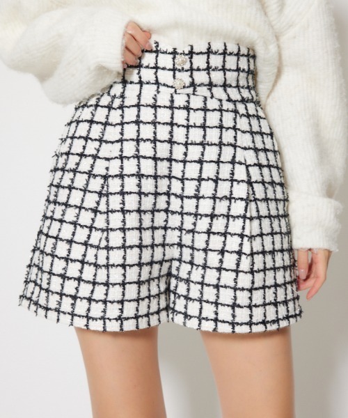 セール】デザインウエストツイードショートパンツ 秋服 冬服