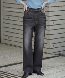 デニムパンツ（ブラック/黒色系・ハイウエスト）ファッション通販