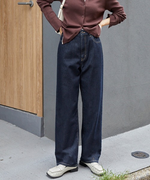 MONO-MART(モノマート)の「【サステナブル】ヴィンテージライク ハイウエストストレートデニムパンツ(デニムパンツ・レディース・ライトブルー/ワンウォッシュ/ブルー/ブラック系/インディゴブルー・L/M/S)」の5枚目の写真