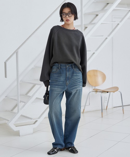 ヴィンテージライク ハイウエストストレートデニムパンツ MONO