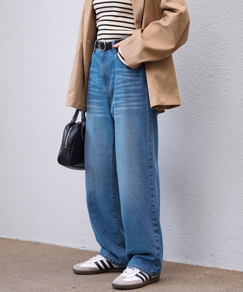 MONO-MART(モノマート)の「【サステナブル】ヴィンテージライク ハイウエストストレートデニムパンツ(デニムパンツ・レディース・ライトブルー/ワンウォッシュ/ブルー/ブラック系/インディゴブルー・L/M/S)」の6枚目の写真