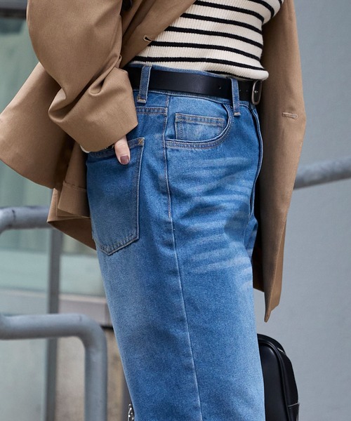 MONO-MART(モノマート)の「【サステナブル】ヴィンテージライク ハイウエストストレートデニムパンツ(デニムパンツ・レディース・ライトブルー/ワンウォッシュ/ブルー/ブラック系/インディゴブルー・L/M/S)」の7枚目の写真