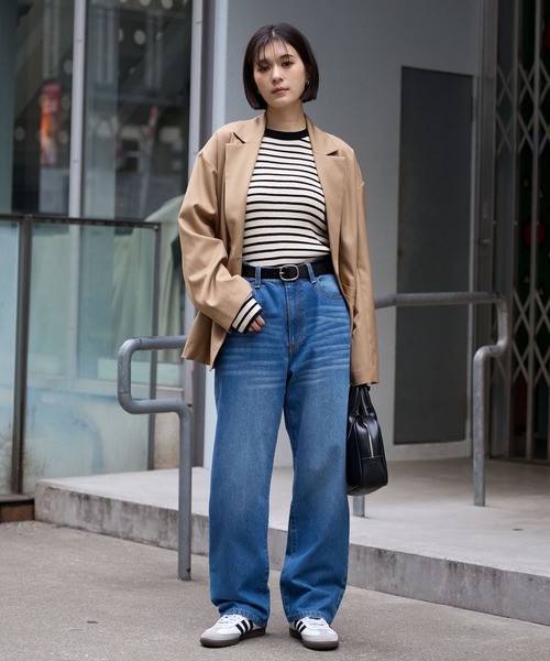 MONO-MART(モノマート)の「【サステナブル】ヴィンテージライク ハイウエストストレートデニムパンツ(デニムパンツ・レディース・ライトブルー/ワンウォッシュ/ブルー/ブラック系/インディゴブルー・L/M/S)」の8枚目の写真