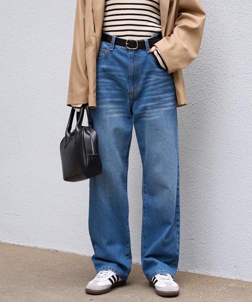 MONO-MART(モノマート)の「【サステナブル】ヴィンテージライク ハイウエストストレートデニムパンツ(デニムパンツ・レディース・ライトブルー/ワンウォッシュ/ブルー/ブラック系/インディゴブルー・L/M/S)」の9枚目の写真