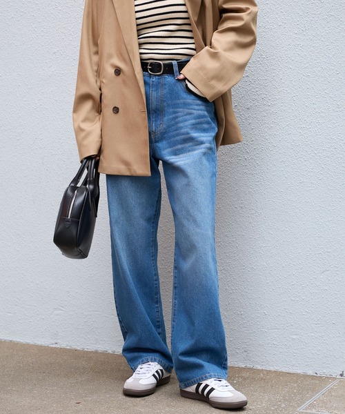 MONO-MART(モノマート)の「【サステナブル】ヴィンテージライク ハイウエストストレートデニムパンツ(デニムパンツ・レディース・ライトブルー/ワンウォッシュ/ブルー/ブラック系/インディゴブルー・L/M/S)」の12枚目の写真