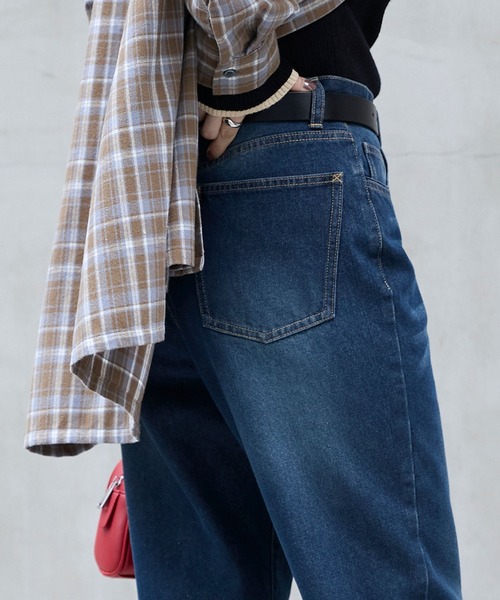 MONO-MART(モノマート)の「【サステナブル】ヴィンテージライク ハイウエストストレートデニムパンツ(デニムパンツ・レディース・ライトブルー/ワンウォッシュ/ブルー/ブラック系/インディゴブルー・L/M/S)」の14枚目の写真