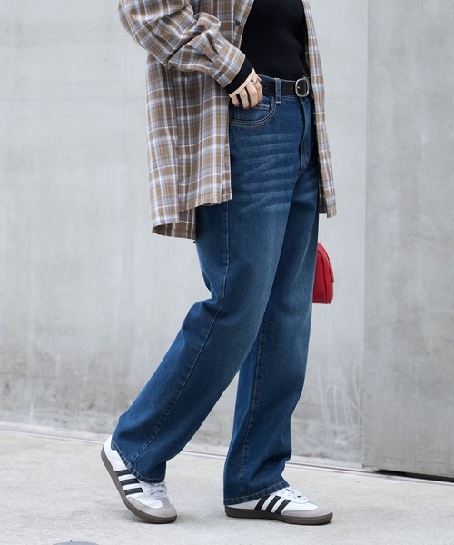 ヴィンテージライク ハイウエストストレートデニムパンツ MONO-MART