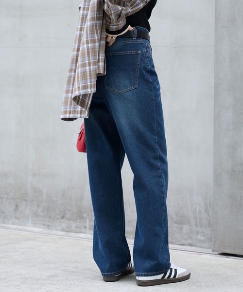 MONO-MART(モノマート)の「【サステナブル】ヴィンテージライク ハイウエストストレートデニムパンツ(デニムパンツ・レディース・ライトブルー/ワンウォッシュ/ブルー/ブラック系/インディゴブルー・L/M/S)」の20枚目の写真