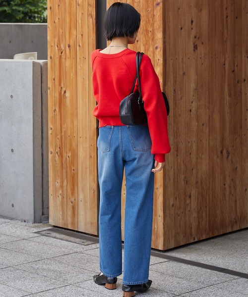 ヴィンテージライク ハイウエストストレートデニムパンツ MONO-MART