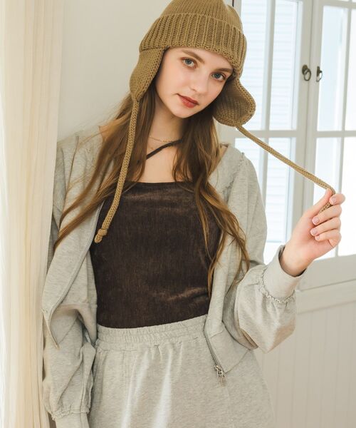 RETRO GIRL（レトロガール）の「ラメベロアカップ付キャミ（キャミソール・レディース・ナチュラル/ブラック/ブラウン・FREE）」の6枚目の写真