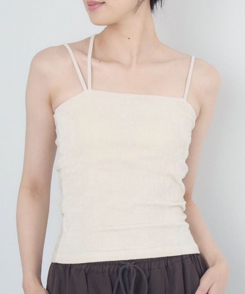 RETRO GIRL（レトロガール）の「ラメベロアカップ付キャミ（キャミソール・レディース・ナチュラル/ブラック/ブラウン・FREE）」の3枚目の写真