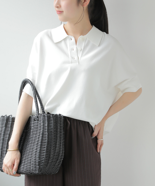 JOURNAL STANDARD relume(ジャーナルスタンダード レリューム)の「《追加4》ウォッシャブルニットポロシャツ(ニット/セーター・レディース・ブラック/ホワイト・FREE)」の12枚目の写真