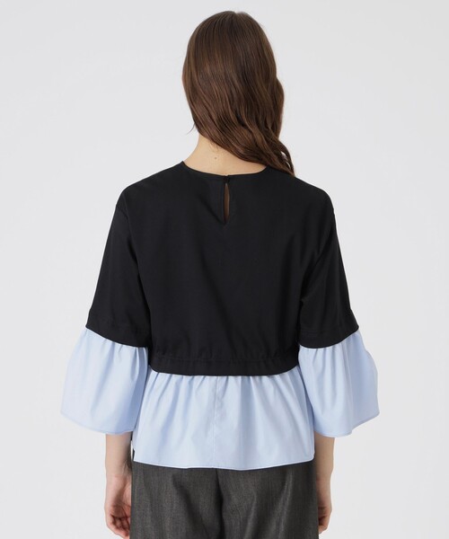 BLUE LABEL CRESTBRIDGE（ブルーレーベルクレストブリッジ）の「フリルポンチトップス（Tシャツ/カットソー・レディース・ダークネイビー/ブラック・38）」の5枚目の写真