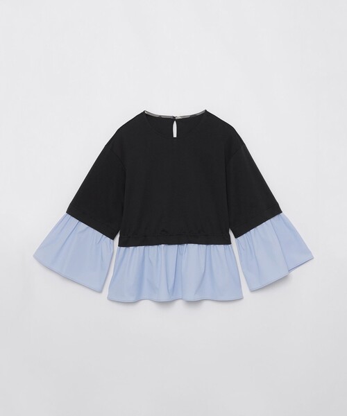 BLUE LABEL CRESTBRIDGE（ブルーレーベルクレストブリッジ）の「フリルポンチトップス（Tシャツ/カットソー・レディース・ダークネイビー/ブラック・38）」の6枚目の写真