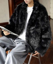 JUN&ROPE フェイクファーブルゾン 黒 JUN&ROPÉ MEN(ジュン アンド ロペ メンズ) / 【NOIR】ファーフリース