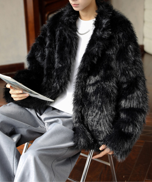 セール】【neos】ルーズシルエット フェイクファー ボア ジャケット