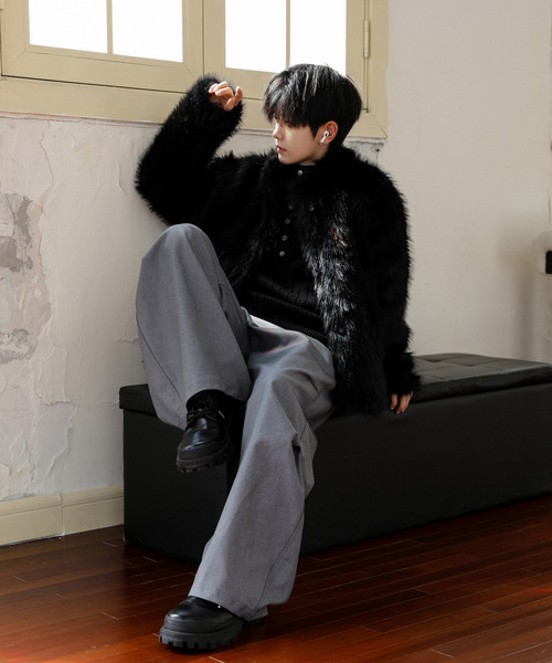 neos(ネオス)の「【neos】ルーズシルエット フェイクファー ボア ジャケット(ブルゾン・メンズ・ブラック・MEDIUM/LARGE/X-LARGE)」の3枚目の写真