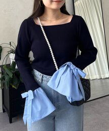 フレアスリーブ」に該当するブルー・ネイビー/青色系の