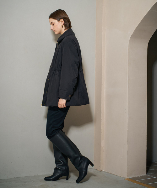 qualite（カリテ）の「ピーチパデッドブルゾン/冬服/春まで使いやすい/軽アウター/中綿/モンスターパーカー（ブルゾン・レディース・ブラック/ベージュ・38/36）」の18枚目の写真