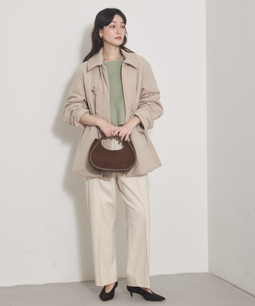 qualite（カリテ）の「ピーチパデッドブルゾン/冬服/春まで使いやすい/軽アウター/中綿/モンスターパーカー（ブルゾン・レディース・ブラック/ベージュ・38/36）」の22枚目の写真