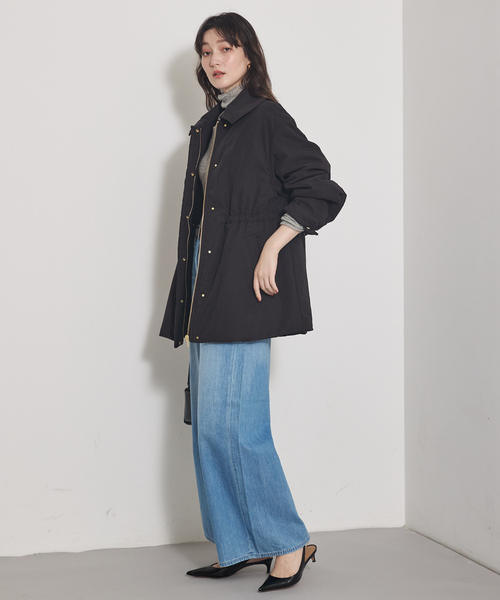 qualite（カリテ）の「ピーチパデッドブルゾン/冬服/春まで使いやすい/軽アウター/中綿/モンスターパーカー（ブルゾン・レディース・ブラック/ベージュ・38/36）」の7枚目の写真