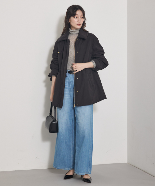 qualite（カリテ）の「ピーチパデッドブルゾン/冬服/春まで使いやすい/軽アウター/中綿/モンスターパーカー（ブルゾン・レディース・ブラック/ベージュ・38/36）」の8枚目の写真