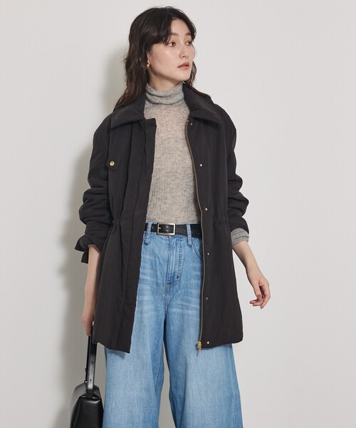 qualite(カリテ)の「【軽やかでほどよい暖かさ】ピーチパデッドブルゾン/冬服/春まで使いやすい/軽アウター/中綿/モンスターパーカー(ブルゾン・レディース・ブラック/ベージュ・38/36)」の22枚目の写真