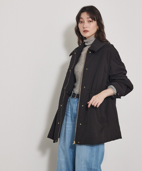 qualite(カリテ)の「【軽やかでほどよい暖かさ】ピーチパデッドブルゾン/冬服/春まで使いやすい/軽アウター/中綿/モンスターパーカー(ブルゾン・レディース・ブラック/ベージュ・38/36)」の21枚目の写真