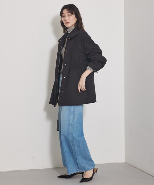 qualite(カリテ)の「【軽やかでほどよい暖かさ】ピーチパデッドブルゾン/冬服/春まで使いやすい/軽アウター/中綿/モンスターパーカー(ブルゾン・レディース・ブラック/ベージュ・38/36)」の20枚目の写真