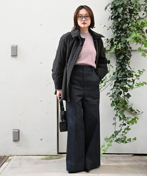 qualite(カリテ)の「【軽やかでほどよい暖かさ】ピーチパデッドブルゾン/冬服/春まで使いやすい/軽アウター/中綿/モンスターパーカー(ブルゾン・レディース・ブラック/ベージュ・38/36)」の16枚目の写真