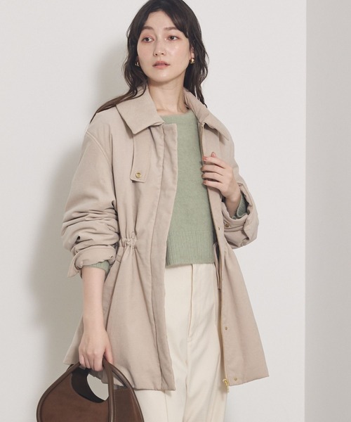 qualite（カリテ）の「ピーチパデッドブルゾン/冬服/春まで使いやすい/軽アウター/中綿/モンスターパーカー（ブルゾン・レディース・ブラック/ベージュ・38/36）」の2枚目の写真