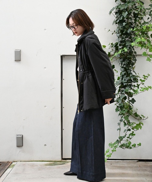 qualite（カリテ）の「ピーチパデッドブルゾン/冬服/春まで使いやすい/軽アウター/中綿/モンスターパーカー（ブルゾン・レディース・ブラック/ベージュ・38/36）」の15枚目の写真