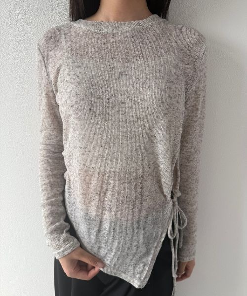Geeong(ジーオン)の「【ZOZO限定】アシンメトリー シャーリング シアーニット(Tシャツ/カットソー・レディース・ライトブルー/グレー/ホワイト・FREE)」の9枚目の写真