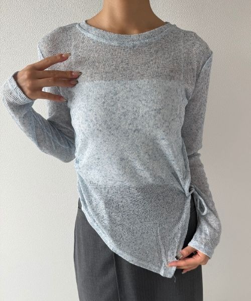 Geeong(ジーオン)の「【ZOZO限定】アシンメトリー シャーリング シアーニット(Tシャツ/カットソー・レディース・ライトブルー/グレー/ホワイト・FREE)」の15枚目の写真