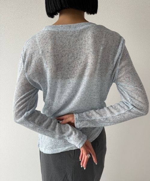 Geeong(ジーオン)の「【ZOZO限定】アシンメトリー シャーリング シアーニット(Tシャツ/カットソー・レディース・ライトブルー/グレー/ホワイト・FREE)」の18枚目の写真