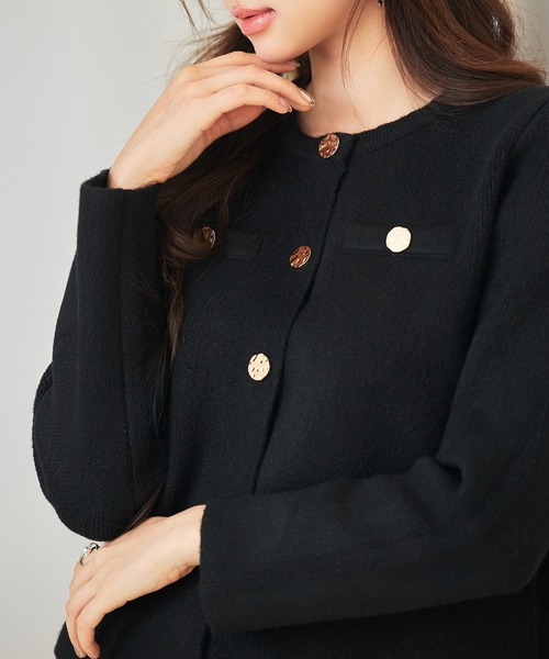 SAISON DE PAPILLON（セゾンドパピヨン）の「【高評価】レディース ノーカラーショート丈ニットカーディガン クルーネック ニットアウター高見え！（カーディガン/ボレロ・レディース・ブラック/チャコール/ベージュ・M/L）」の12枚目の写真