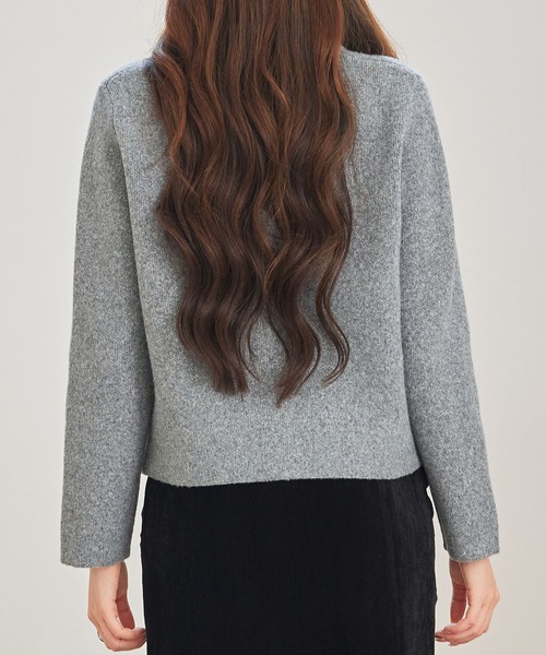 SAISON DE PAPILLON（セゾンドパピヨン）の「【高評価】レディース ノーカラーショート丈ニットカーディガン クルーネック ニットアウター高見え！（カーディガン/ボレロ・レディース・ブラック/チャコール/ベージュ・M/L）」の15枚目の写真