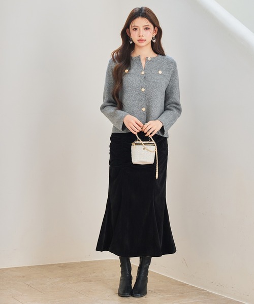 SAISON DE PAPILLON（セゾンドパピヨン）の「【高評価】レディース ノーカラーショート丈ニットカーディガン クルーネック ニットアウター高見え！（カーディガン/ボレロ・レディース・ブラック/チャコール/ベージュ・M/L）」の16枚目の写真