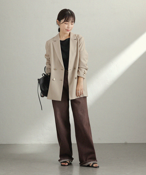 La TOTALITE（ラトータリテ）の「T/Wダブルブレストジャケット（その他アウター・レディース・ネイビー/ベージュ/ブラウン・36/40/38）」の8枚目の写真